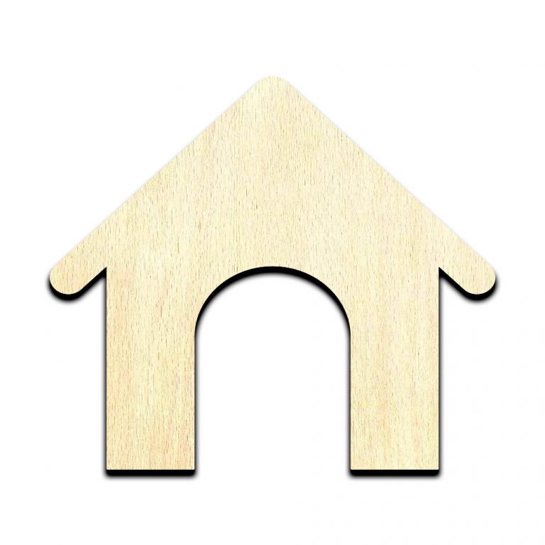 Dog House Laser Cut Out Unfinished Wood Shape Craft Supply