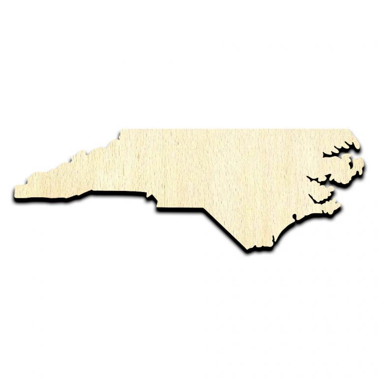 North Carolina State Laser Cut Out Unfinished Wood Shape Craft Supply