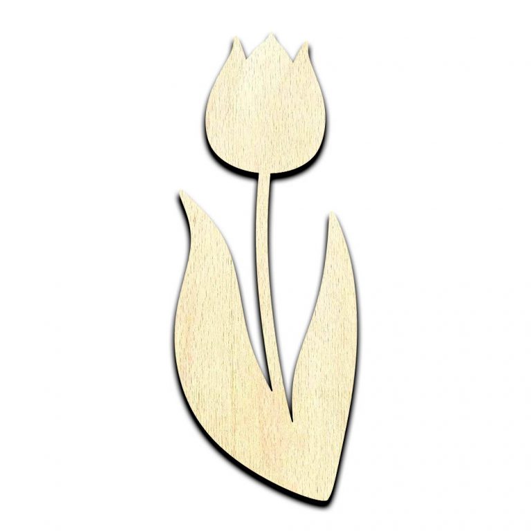 Tulip Flower Laser Cut Out Unfinished Wood Shape Craft Supply