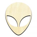 Alien Head Laser Cut Out Unfinished Wood Shape Craft Supply