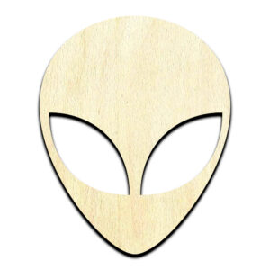 Alien Head Laser Cut Out Unfinished Wood Shape Craft Supply