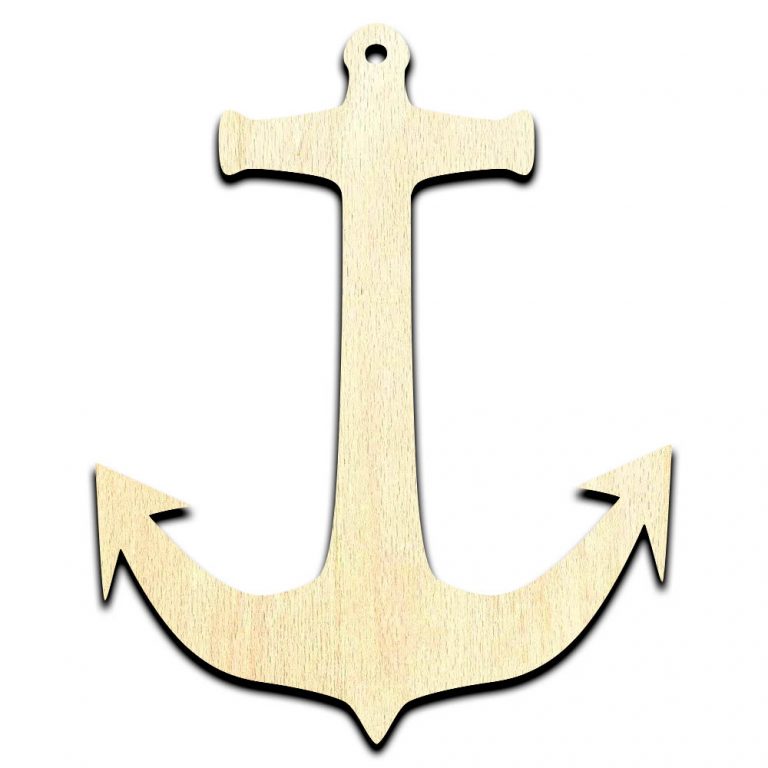 Anchor #4 Laser Cut Out Unfinished Wood Shape Craft Supply