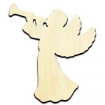 Angel with Horn Laser Cut Out Unfinished Wood Shape Craft Supply