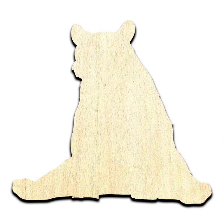Bear Sitting Laser Cut Out Unfinished Wood Shape Craft Supply