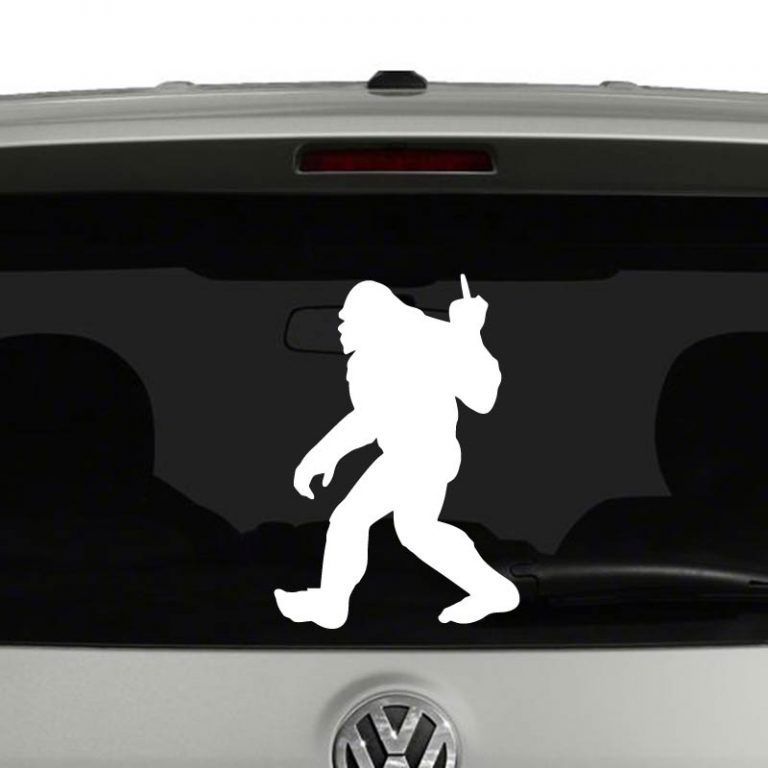 Sasquatch Bigfoot with Middle Finger Vinyl Decal Sticker