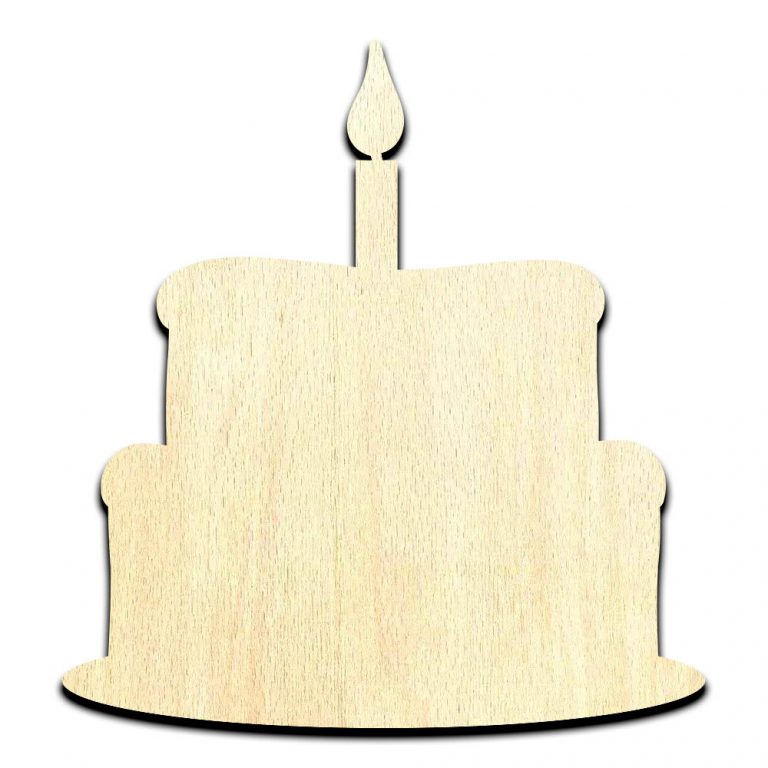 Birthday Cake Laser Cut Out Unfinished Wood Shape Craft Supply