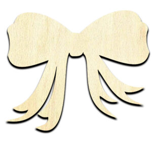 Ribbon Bow Laser Cut Out Unfinished Wood Shape Craft Supply