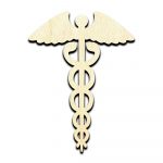 Caduceus Medical Symbol Laser Cut Out Unfinished Wood Shape Craft