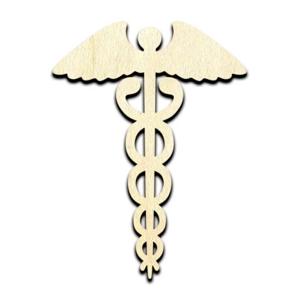 Caduceus Medical Symbol Laser Cut Out Unfinished Wood Shape Craft