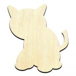 Cat Kitten Cartoon Unfinished Wood Shape Craft Supply