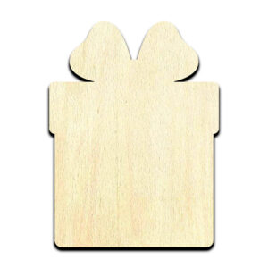 Christmas Present Birthday Laser Cut Out Unfinished Wood Shape Craft Supply