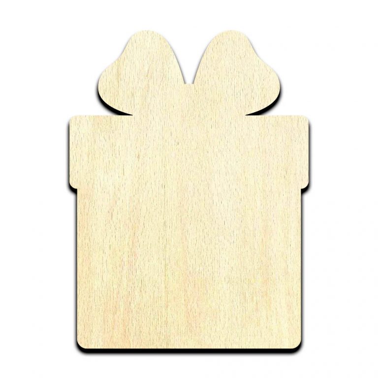 Christmas Present Birthday Laser Cut Out Unfinished Wood Shape Craft Supply