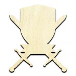 Coat of Arms Shield Crossed Swords Cut Out Unfinished Wood Shape Craft Supply