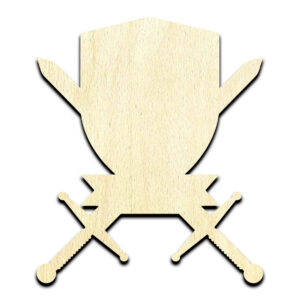 Coat of Arms Shield Crossed Swords Cut Out Unfinished Wood Shape Craft Supply