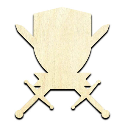 Coat of Arms Shield Crossed Swords Cut Out Unfinished Wood Shape Craft Supply