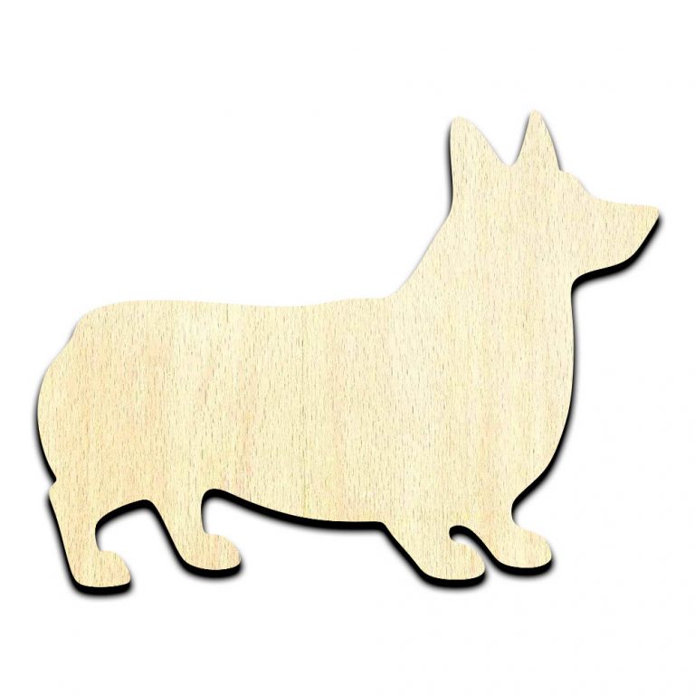 Corgi Dog Puppy Laser Cut Out Unfinished Wood Shape Craft Supply