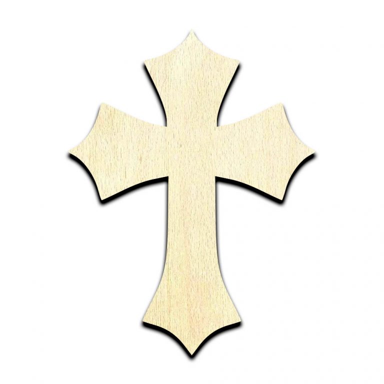 Cross #5 Laser Cut Out Unfinished Wood Shape Craft Supply