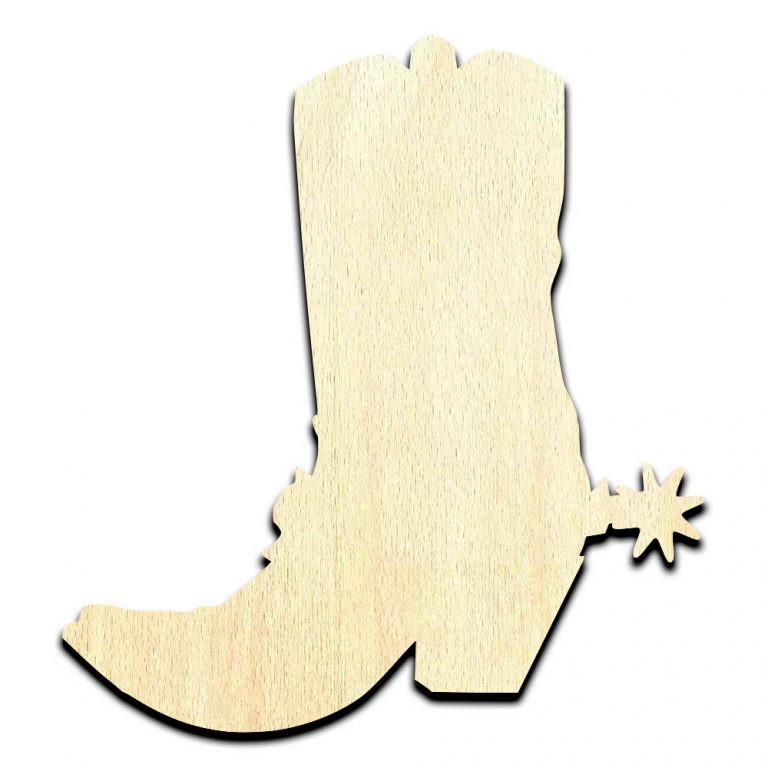 Cowboy Boot Laser Cut Out Unfinished Wood Shape Craft Supply