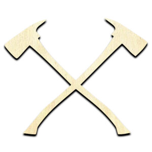 Crossed Firemen's Axe Laser Cut Out Unfinished Wood Shape Craft Supply