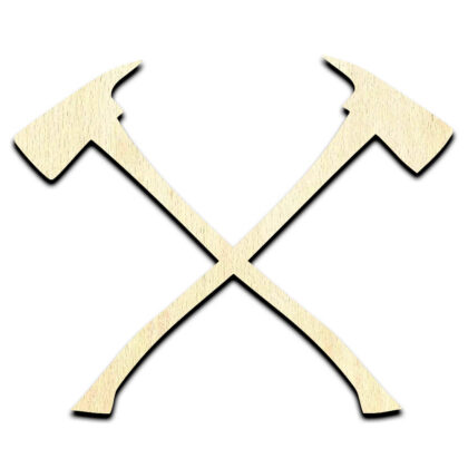 Crossed Firemen's Axe Laser Cut Out Unfinished Wood Shape Craft Supply