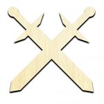 Crossed Swords Laser Cut Out Unfinished Wood Shape Craft Supply