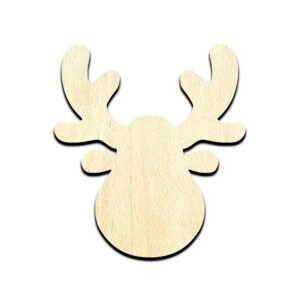 Deer Head Cartoon Unfinished Wood Shape Craft Supply