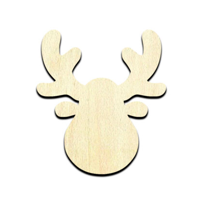 Deer Head Cartoon Unfinished Wood Shape Craft Supply