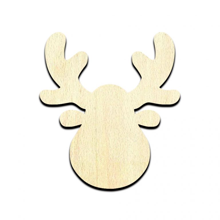 Deer Head Cartoon Unfinished Wood Shape Craft Supply