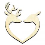 Deer and Doe Heart Laser Cut Out Unfinished Wood Shape Craft Supply