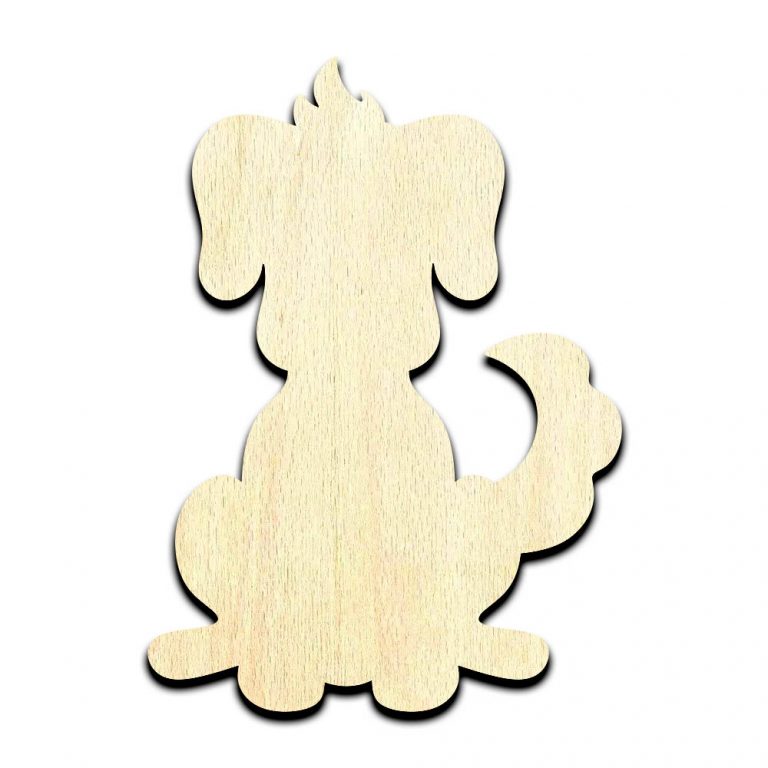 Dog Sitting Laser Cut Out Unfinished Wood Shape Craft Supply