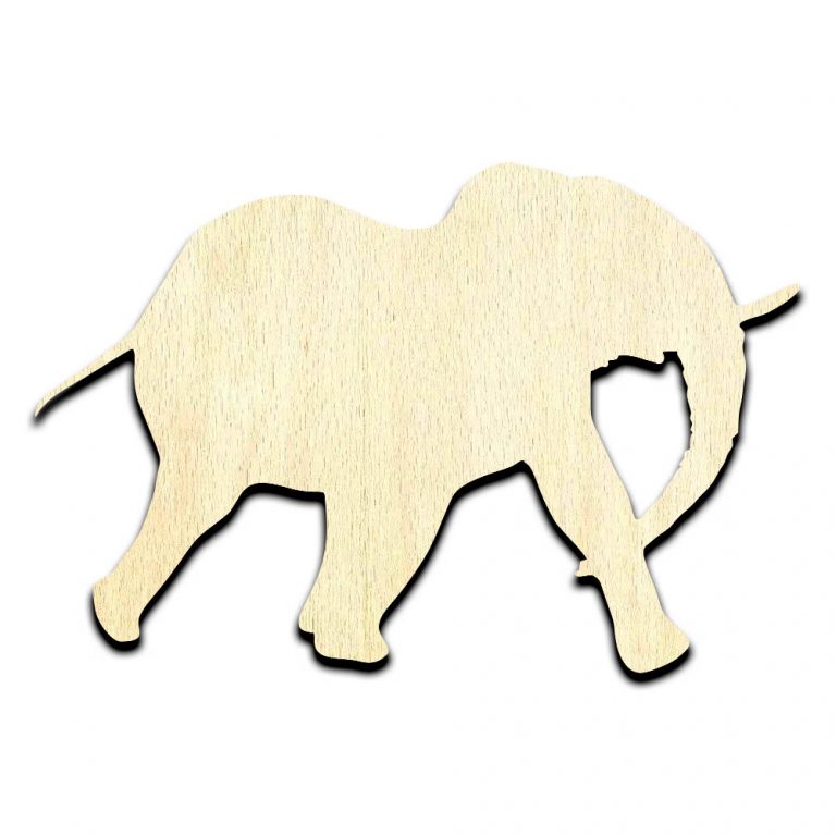 Elephant Laser Cut Out Unfinished Wood Shape Craft Supply