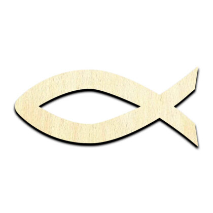 Christian Fish Symbol Laser Cut Out Unfinished Wood Shape Craft Supply