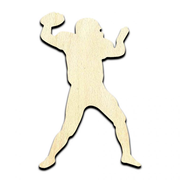 Football Player #6 Cut Out Unfinished Wood Shape Craft Supply