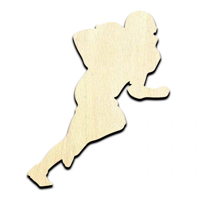 Football Player Laser Cut Out Unfinished Wood Shape Craft Supply