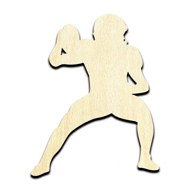 Football Player #8 Cut Out Unfinished Wood Shape Craft Supply