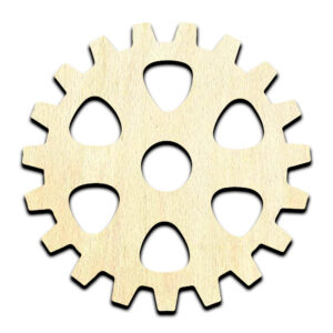 Gear 3 Laser Cut Out Unfinished Wood Shape Craft Supply