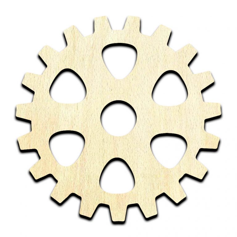 Gear 3 Laser Cut Out Unfinished Wood Shape Craft Supply