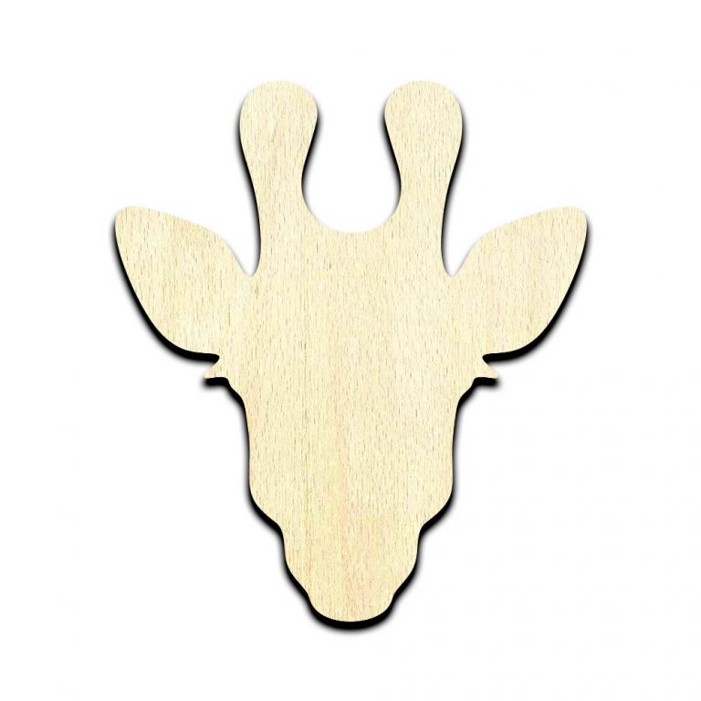 Giraffe Head Laser Cut Out Unfinished Wood Shape Craft