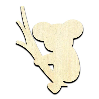 Koala Bear on Branch Laser Cut Out Unfinished Wood Shape Craft Supply
