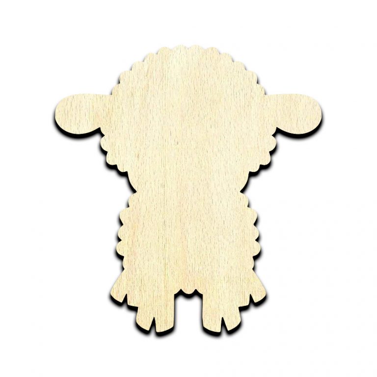 Lamb Baby Sheep Cartoon Laser Cut Out Unfinished Wood Shape Craft Supply