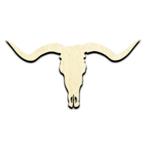 Longhorn Cow Skull Laser Cut Out Unfinished Wood Shape Craft Supply