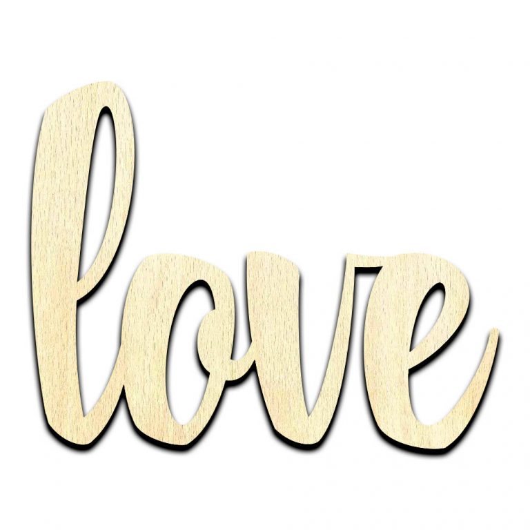 Love Word Laser Cut Out Unfinished Wood Shape Craft Supply