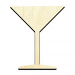 Martini Cocktail Glass Laser Cut Out Unfinished Wood Shape Craft Supply
