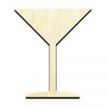 Martini Cocktail Glass Laser Cut Out Unfinished Wood Shape Craft Supply