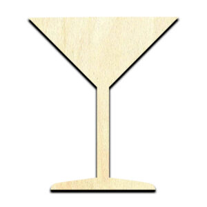 Martini Cocktail Glass Laser Cut Out Unfinished Wood Shape Craft Supply