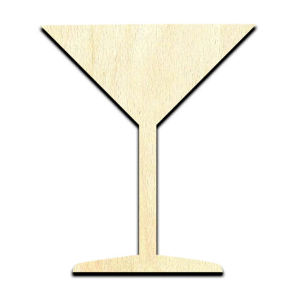 Martini Cocktail Glass Laser Cut Out Unfinished Wood Shape Craft Supply