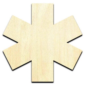 Medical EMT Symbol Cut Out Unfinished Wood Shape Craft Supply