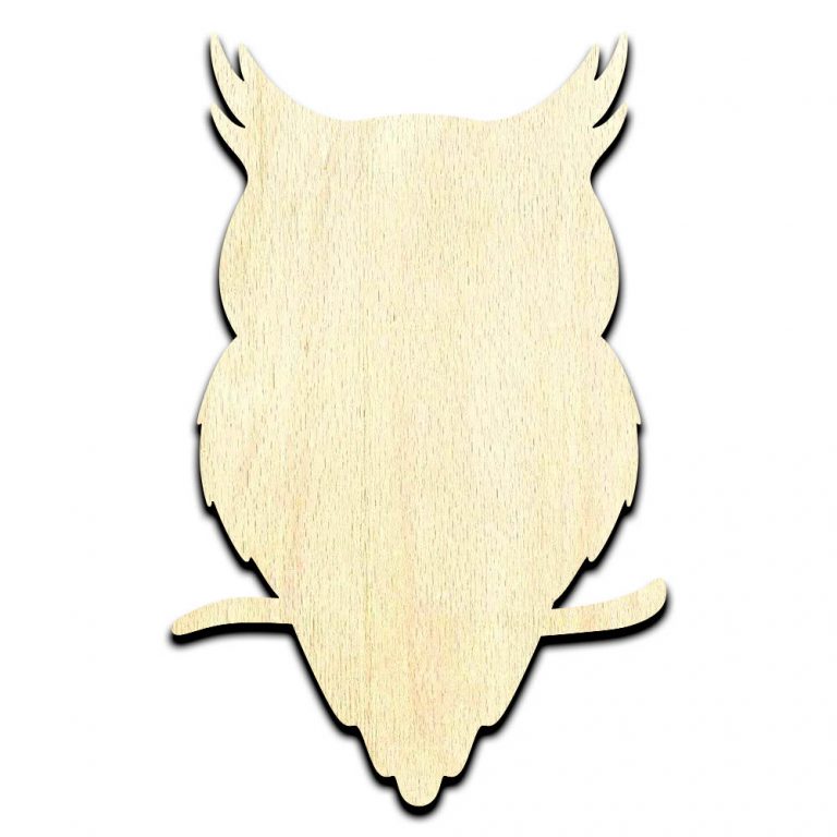 Owl on Branch Bird Laser Cut Out Unfinished Wood Shape Craft