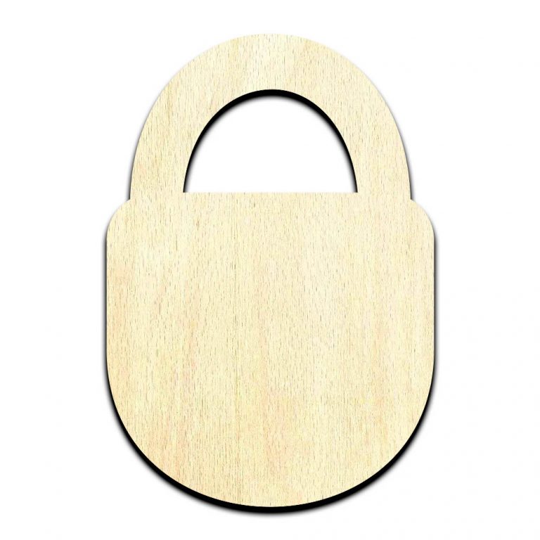 Padlock Laser Cut Out Unfinished Wood Shape Craft Supply