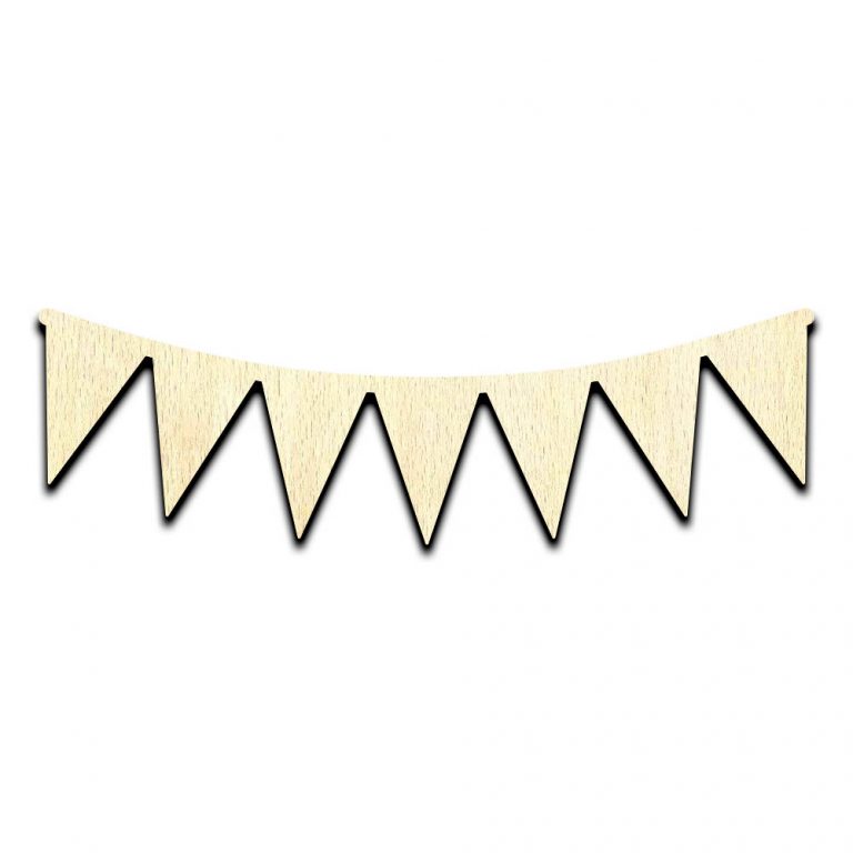 Pennant Banner Laser Cut Out Unfinished Wood Shape Craft Supply